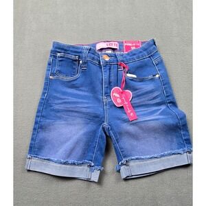 Pink‎ Latte Girls Blue Denim Bermuda Shorts Frayed Hem Size 12 NWT